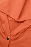 Orange Fashion Casual Solid Patchwork Hooded Collar Tops