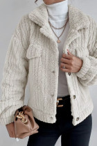 Apricot Casual Solid Patchwork Buckle Turndown Collar Outerwear