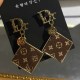 Brown Daily Letter Patchwork Earrings