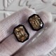 Black Vintage Geometric Patchwork Earrings