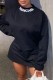 Black Casual Letter Print Basic O Neck Long Sleeve Dresses