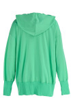 Green Fashion Casual Solid Patchwork Hooded Collar Tops