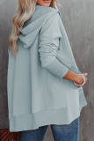 Gray Blue Fashion Casual Solid Patchwork Hooded Collar Tops