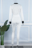 Pink Casual Solid Patchwork Zipper Collar Long Sleeve Two Pieces