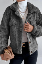 Dark Gray Casual Solid Patchwork Buckle Turndown Collar Outerwear