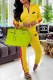 Yellow Casual Print Letter Zipper Collar Long Sleeve Two Pieces