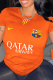 Orange Street Vintage Print Letter O Neck T-Shirts