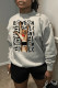 Grey Casual Print Basic O Neck Tops