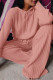 Pink Casual Solid Patchwork Hooded Collar Long Sleeve Two Pieces