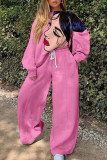 Pink Casual Print Patchwork O Neck Long Sleeve Two Pieces