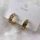 Gold Daily Letter Patchwork Earrings