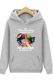 Grey Casual Print Patchwork Basic Hooded Collar Tops