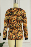 Leopard Print Casual Living Print Patchwork O Neck Long Sleeve Two Pieces