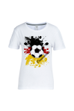 White Street Party Print Patchwork O Neck T-Shirts