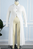 White Casual Solid Patchwork Cardigan Turndown Collar Plus Size Overcoat