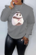 Grey Street Cute Print Patchwork O Neck Tops