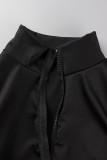 Red Casual Solid Patchwork Zipper Turndown Collar Long Sleeve Two Pieces