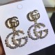 Gold Daily Letter Pearl Hot Drill Earrings