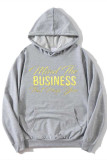 Grey Casual Letter Print Basic Hooded Collar Tops