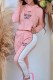 Pink Casual Print Letter Hooded Collar Long Sleeve Two Pieces