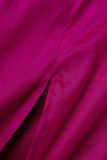 Rose Red Elegant Solid Patchwork Off the Shoulder One Step Skirt Dresses