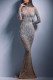 Silver Sexy Elegant Solid Patchwork See-through Hot Drill Half A Turtleneck Evening Dress Dresses