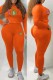 Orange Casual Letter Print Basic O Neck Long Sleeve Two Pieces