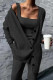 Black Casual Solid Patchwork Buckle Cardigan Collar Long Sleeve Three Pieces