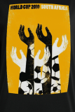 Black Party Basis Print Letter O Neck Tops