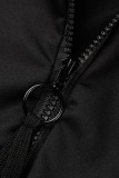 Red Casual Solid Patchwork Zipper Turndown Collar Long Sleeve Two Pieces