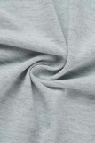 Light Gray Sexy Casual Solid Bandage Backless Fold Halter Long Sleeve Two Pieces