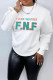 White Casual Print Patchwork O Neck Tops