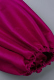 Rose Red Elegant Solid Patchwork Off the Shoulder One Step Skirt Dresses