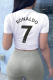 White Casual Street Print Letter O Neck T-Shirts