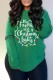 Green Casual Letter Print Ripped Backless O Neck Tops