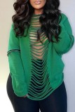 Black Casual Letter Print Ripped Backless O Neck Tops