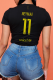 Black Sportswear Party Print Letter O Neck T-Shirts