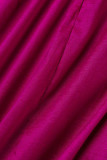 Rose Red Elegant Solid Patchwork Off the Shoulder One Step Skirt Dresses