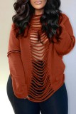 Black Casual Letter Print Ripped Backless O Neck Tops