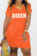 Tangerine Casual Print Patchwork V Neck Straight Dresses