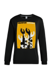 Black Party Basis Print Letter O Neck Tops