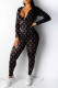 Black Street Print Letter Hooded Collar Long Sleeve Two Pieces