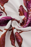 Purple Elegant Print Patchwork Flounce Strapless Evening Dress Dresses