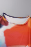 Colour Sexy Print Patchwork O Neck Long Sleeve Two Pieces