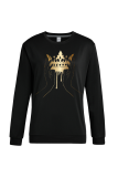 Black Casual Street Print Patchwork O Neck Tops