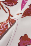 Purple Elegant Print Patchwork Flounce Strapless Evening Dress Dresses