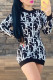 Black Casual Letter Patchwork O Neck One Step Skirt Dresses