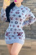 Baby Blue Casual Letter Pocket O Neck One Step Skirt Dresses