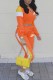 Orange Street Print Patchwork Zipper Collar Long Sleeve Two Pieces