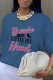 Blue Street Basis Print Patchwork Letter O Neck Tops